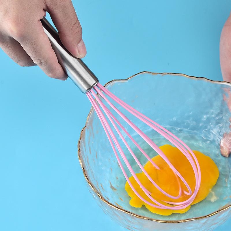 Five-Piece Silicone Kitchen Tool Set: Egg Beater, Scraper, Steak Frying Spatula, and Drain Spatula. Ideal for Baking and Cooking.