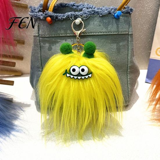 Backpacks Decorative Accessory Long Haired Plush Creature Keychain, Cartoon Plushie Bag Charm, Furry Keyring Pendant for Handbags Keys Fluffy Bags