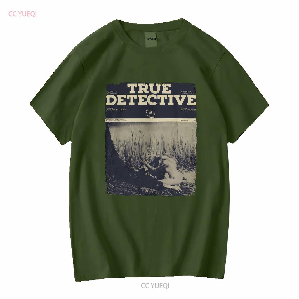 Ästhetisches True Detective Vintage Halloween Horrorfilm Streetwear T-Shirt lange oder kurze Ärmel vintage gewaschen Streetwear