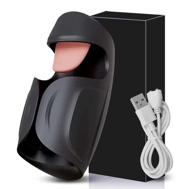 Men Penis Delay Trainer Male Masturbator Tongue Licking Glans Stimulater Delay Exerciser Vibrator Sex Toy for Men Adult Goods