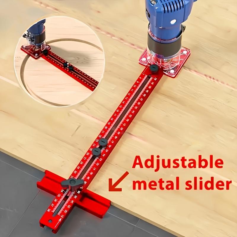 3-in-1 Trimming and Rounding Locating Ruler for Aluminum Alloy Woodworking and Rounding Machine, Round Hole Grooving Locator.
