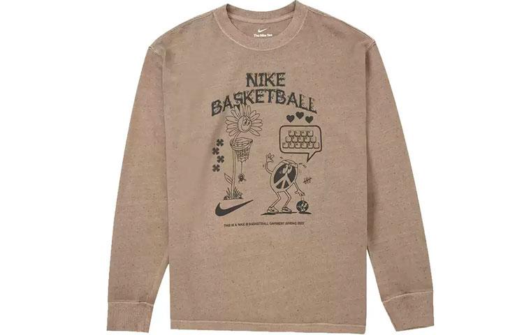Nike T Shirts Men s Brown Crew Neck Moderate Straight Fit DN3045-102 M