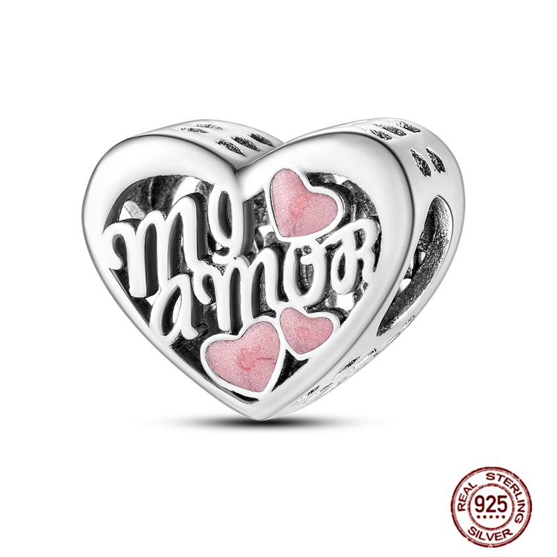 Copper Love Heart-Shaped Family Boy Girl Pet Charms Fit Original Pendant Bracelet Friendshipbeads Diy Jewelry