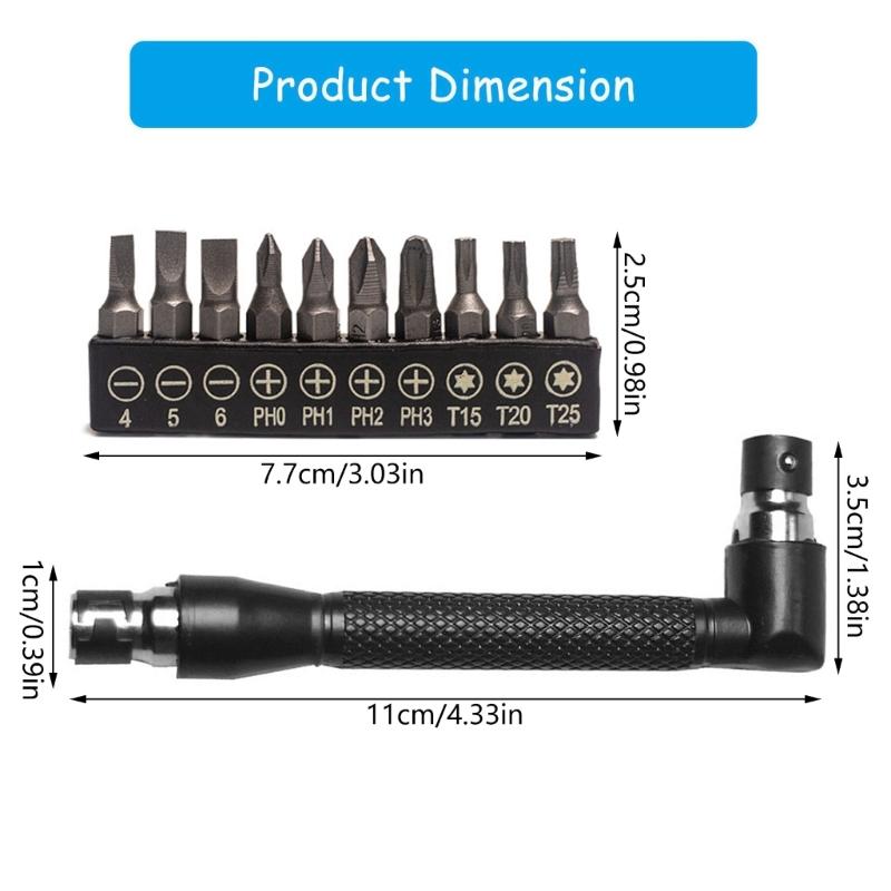 L-shaped Screwdriver Bit Tool Set 1/4 Hex Socket Wrench Hexagonal Screwdriver Bit Double Head Handle 6.35 Wrench
