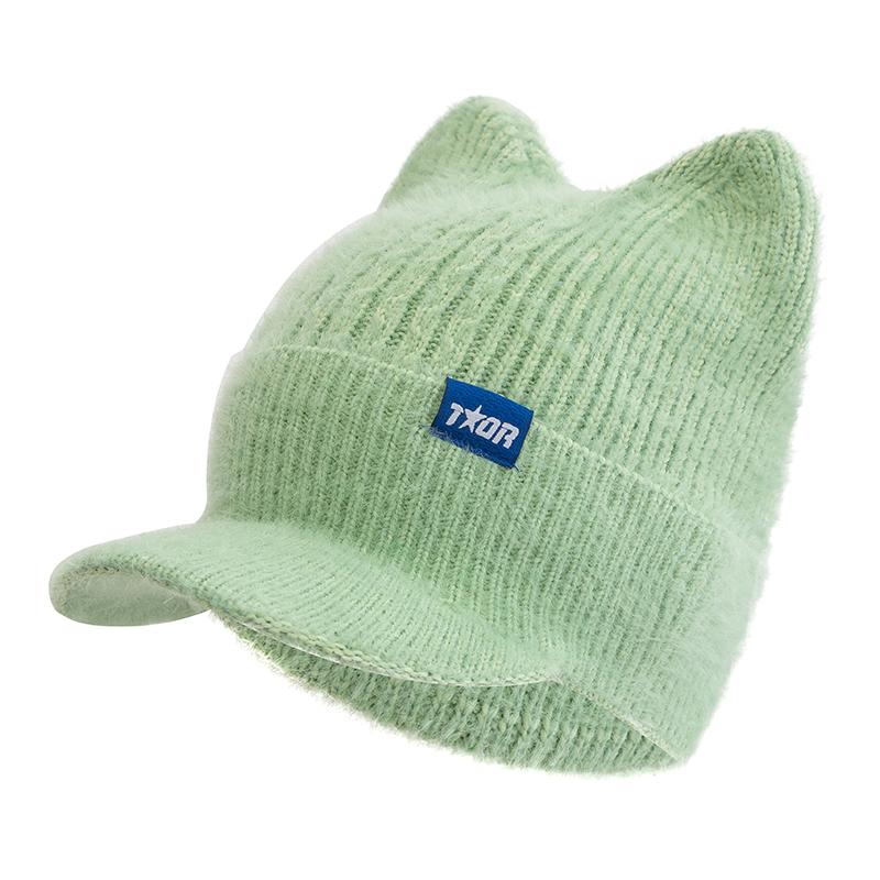 Pălărie de iarnă pentru femei, culori caramele, cu boruri, pălărie tricotată de blană artificială, pălării moale, șapcă de stradă pentru femei