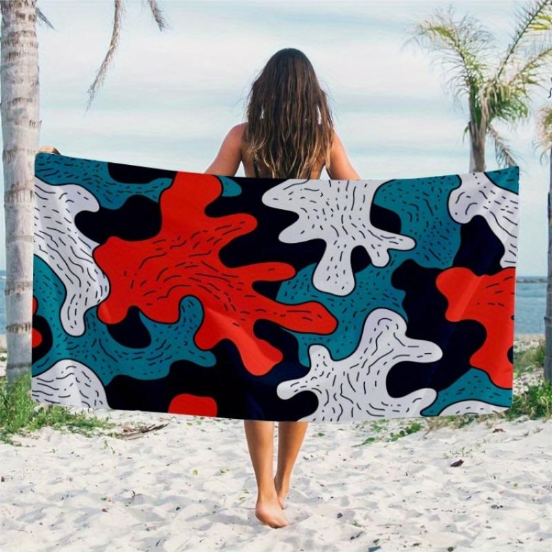 

1pc Oversized Quick-Dry Beach Towel with Vibrant Abstract Wave Print – Soft, Durable, Highly Absorbent Polyester for Swimming W40*H60(CM)