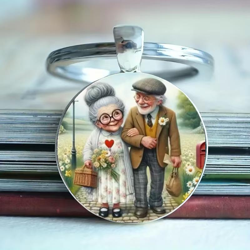 

Fashion Alloy Keychain Pendant Round Metal Key Ring One Size