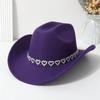 Fashion Breathable Jazz Knight Hat Heart-Shaped Diamond Solid Color Cowboy Hat Wide Brim Sun Hat For Men Women