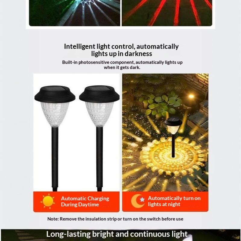 Outdoor Solar Pathway Lights RGB Color Changing Projection Dusk to Dawn for Yard Walkway Landscape Decoration