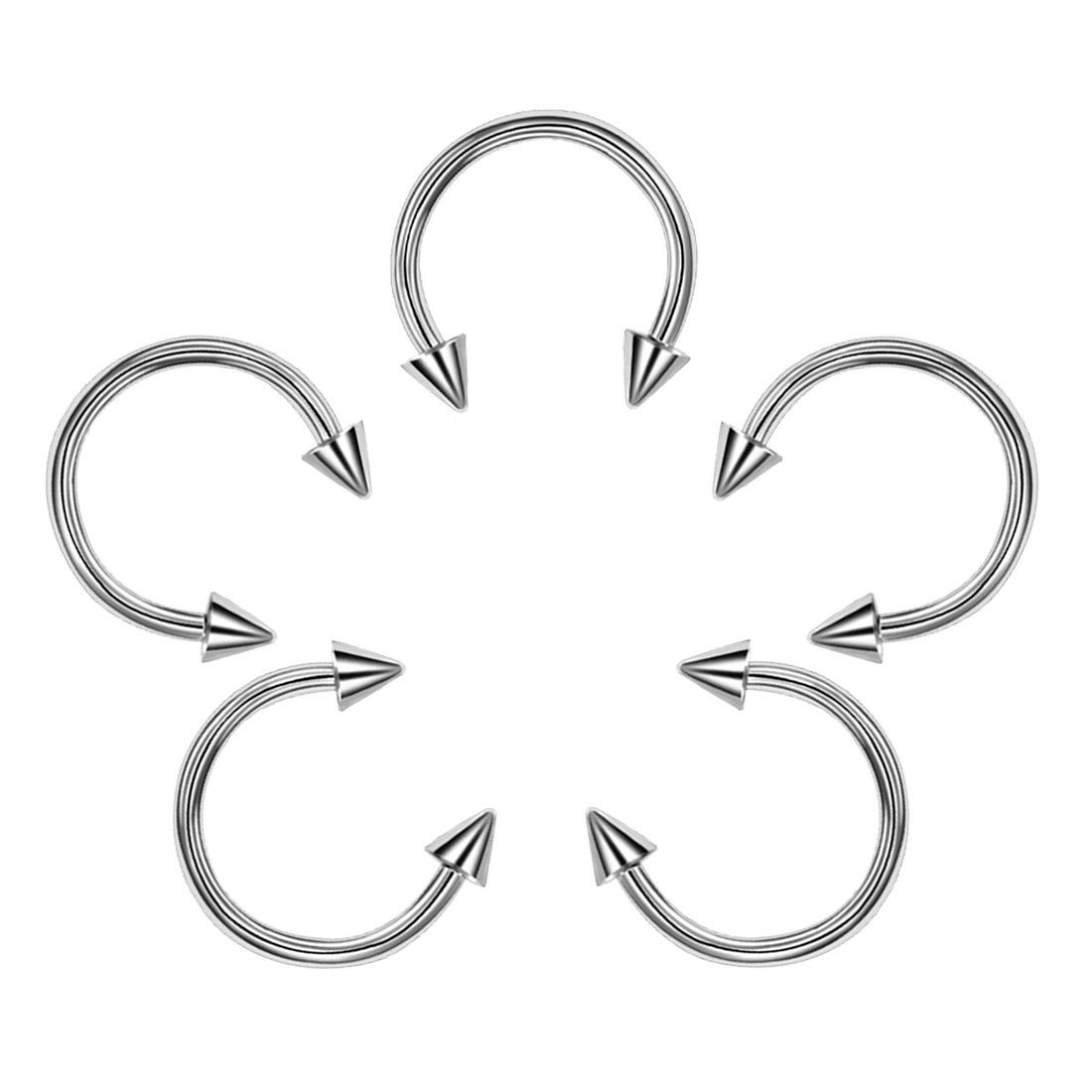 

Мода губная губа кольцо серьги-гвоздики бесшовные пирсинг хирургическая сталь титановая сталь козелка хрящ сексуальные украшения для тела перегородка обруч для носа темперамент 1.2*8+3mm # Cone 03 серебряный