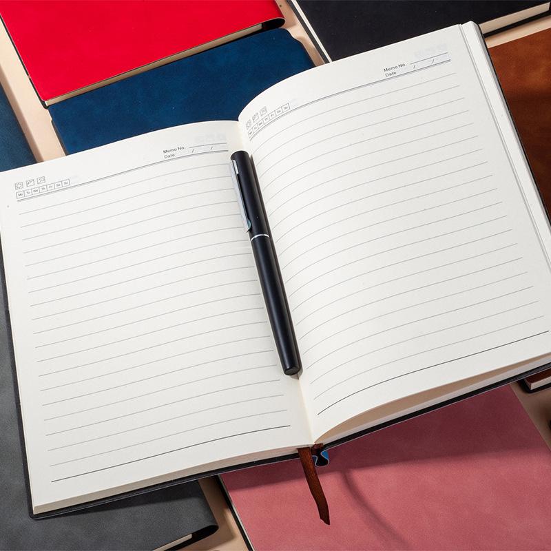 A5 Multi-Color Soft Leather Notebook with Built-In Pen Holder for Business Meetings