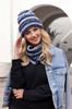 Muscari Women' Winter Hat Striped With Sequins Jeans Color
