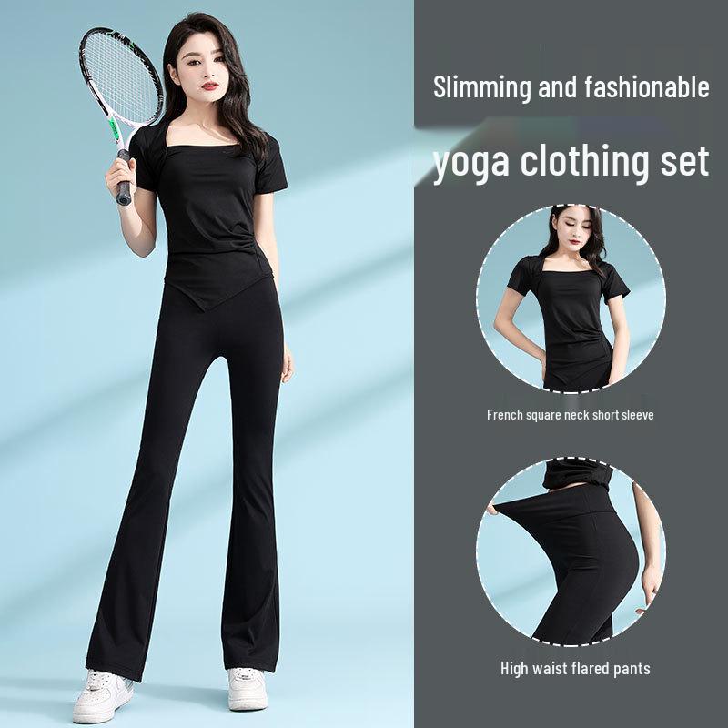 Eleganter Damen-Yogaanzug: Herbstkollektion 2025 – Premium Casual Sport Set mit Micro-Flared-Hose