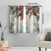 2pcs,2D plane printing Light Filtering Curtains Evergreen Fir Branches Red Ripe Holly Berries Versatile Durable Polyester