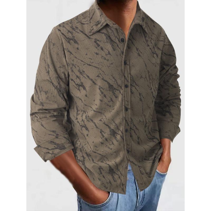 

Retro Corduroy Men s Textured Autumn and Winter Casual Cardigan Pattern Shirt XXXL