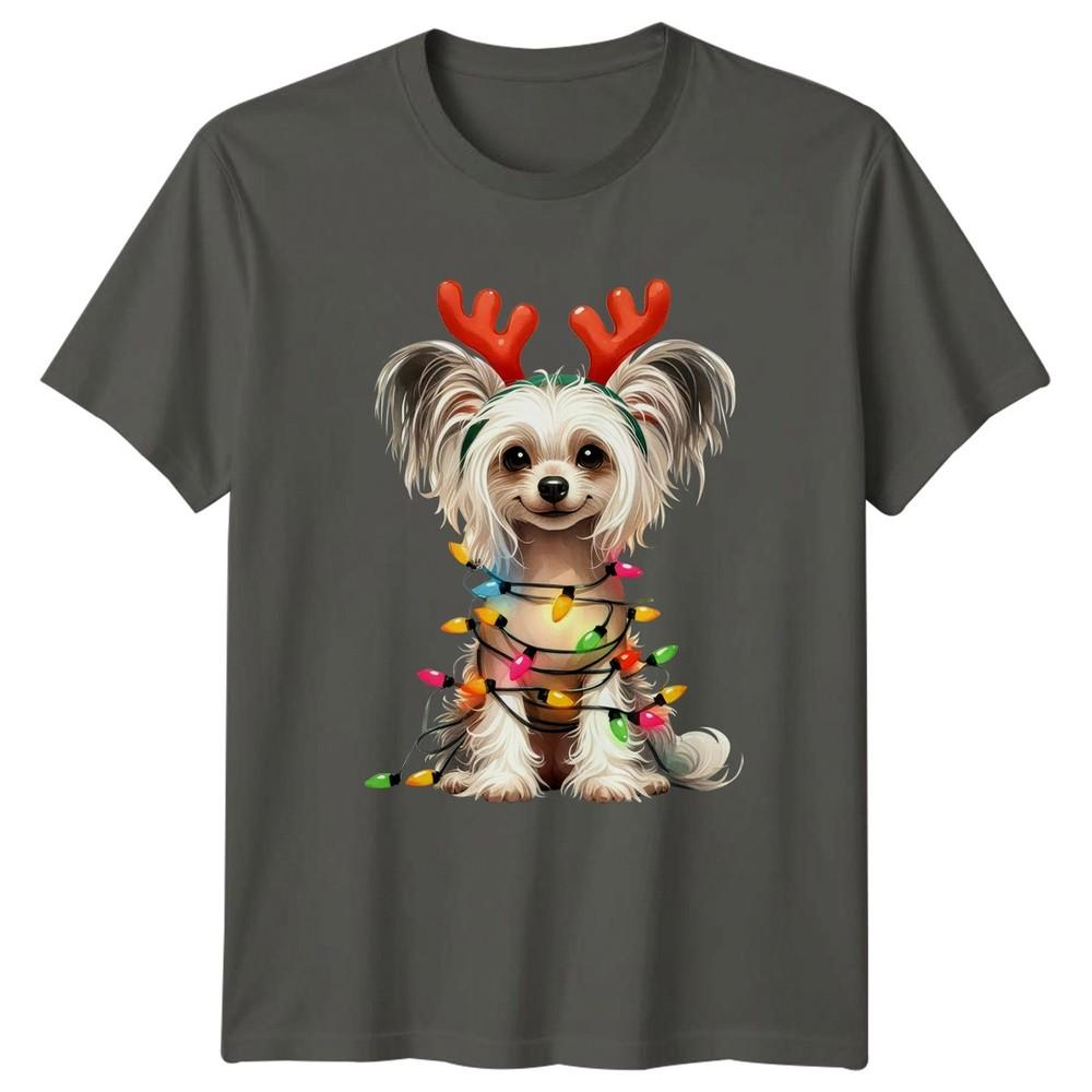 Dog Reindeer Antlers Christmas Lights Holidays Unisexs Unisexs Graphic Tee b S