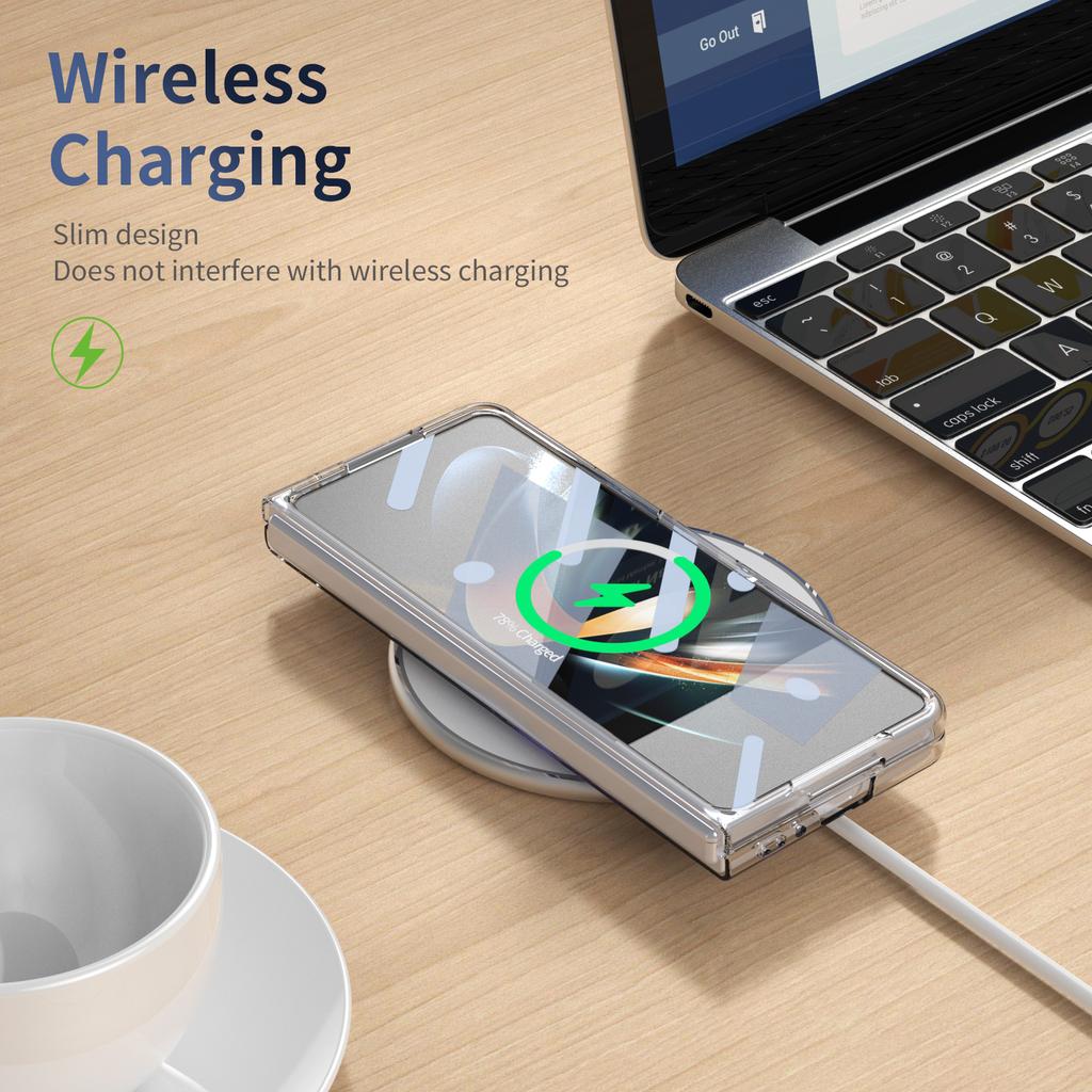 Transparent Clear Magnetic Rotatable Kickstand Phone Case for Galaxy Z Fold 7/6/5/4 with Front Screen Protector