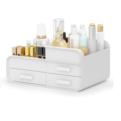 Grande caixa de armazenamento de maquiagem de mesa organizador de bancada com gavetas para pincéis, sombras, loções, batons, esmaltes