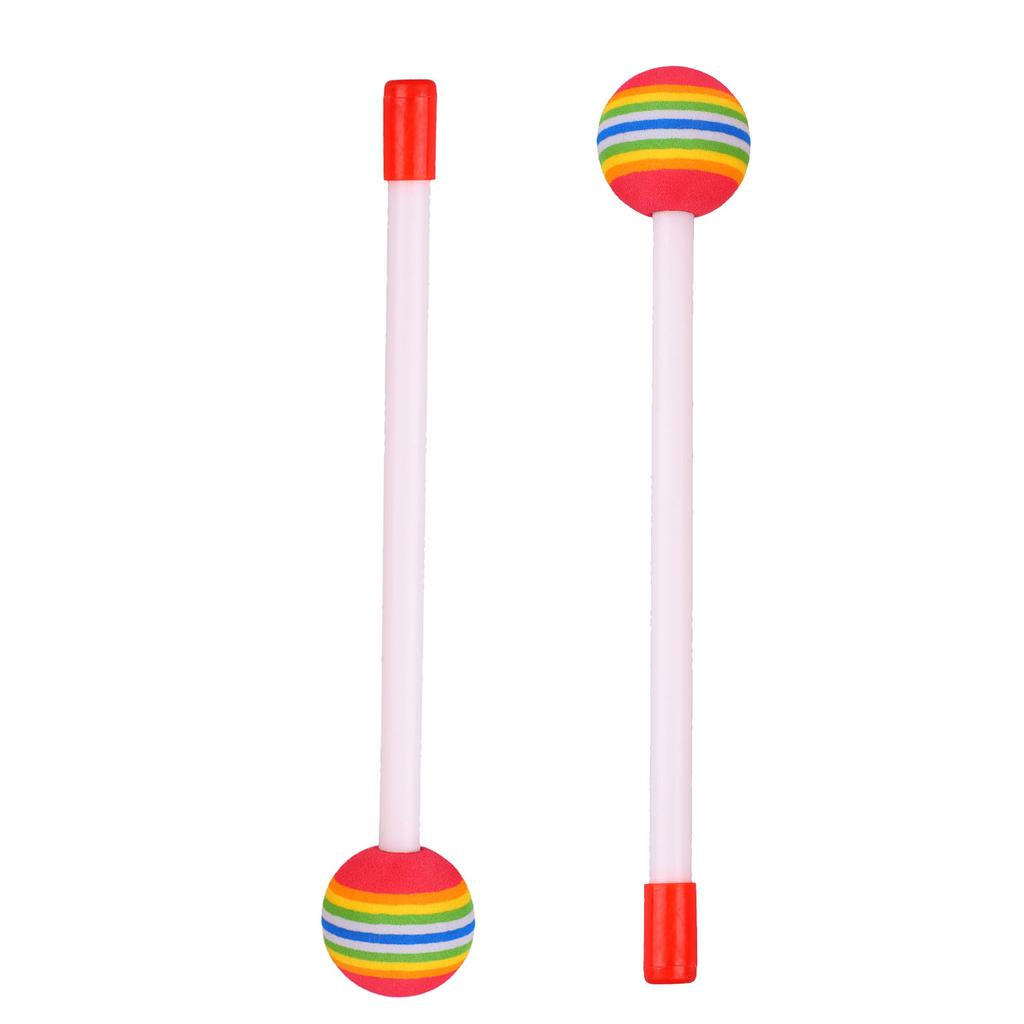 2Pcs Drum Sticks Round Felt Mallet EVA Orff Hand Percussion Beat Toy Rainbow Color