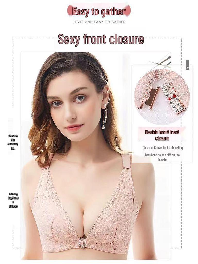 Rose Plus Size Wireless Front Closure Bra for Women - Enhances Bust with Beautiful Back Design
