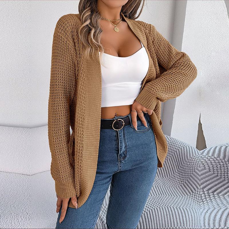 Femei Toamnă Iarnă Casual Buzunar Culoare Solidă Manecă Lungă Pulover Tricotat Cardigan