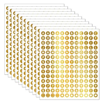 Gold Stamping Alphanumeric Sticker 0.5 Inch Dot Logo Personalized DIY Decorative Handbook Gift Wrapping Sticker