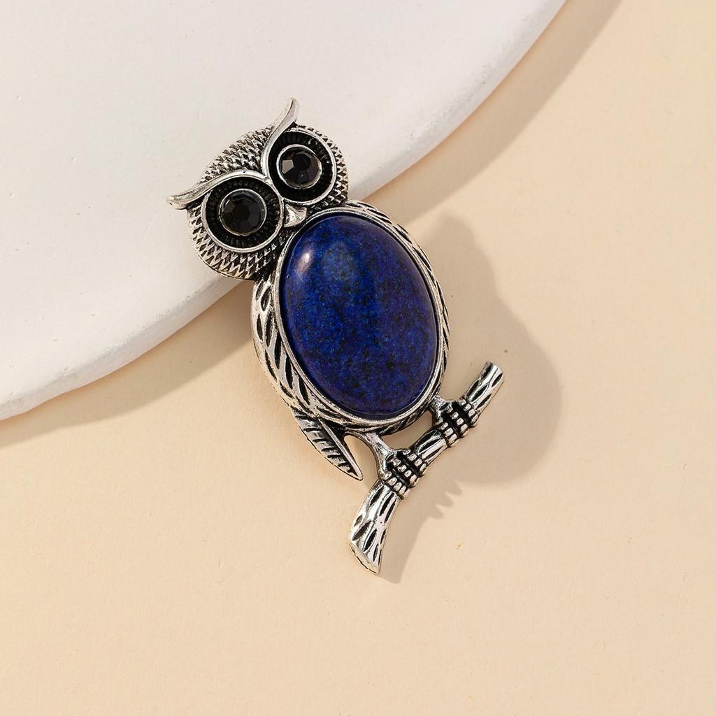 Owl Pendant Brooch With Natural Stone Embedding For Fashion Accessories