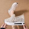 Women's fashion flat bottom inner height increase mesh yarn breathable casual single shoes support platform one piece