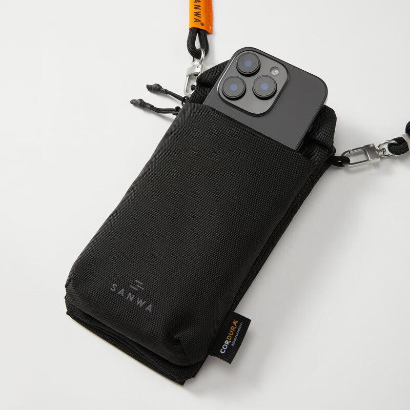 SANWA SUPPLY Shoulder Bag, Crossbody Bag, Phone Bag, Wear-Resistant Outdoor Sport Bag, Black