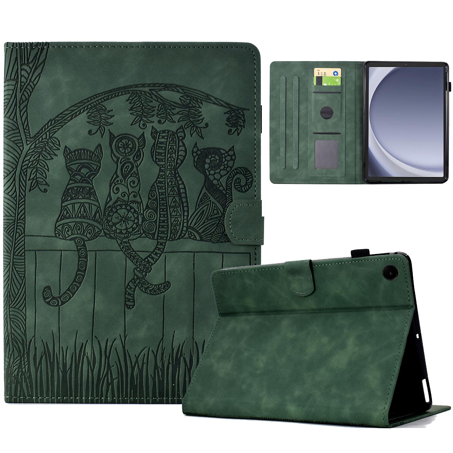 

Чехол для Samsung Galaxy Tab A9 с принтом кошек, из ПУ кожи, с отделениями для карт, обложка для планшета Green