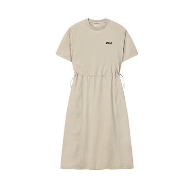 Robe décontractée polyvalente confortable légère à manches courtes tissée pour l'extérieur pour femmes, mode originale simple rétro F51W629310FDK