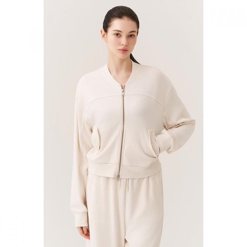Huit Washed Henley Neck Cropped Zip Up Jumper Htwjp5k08t
