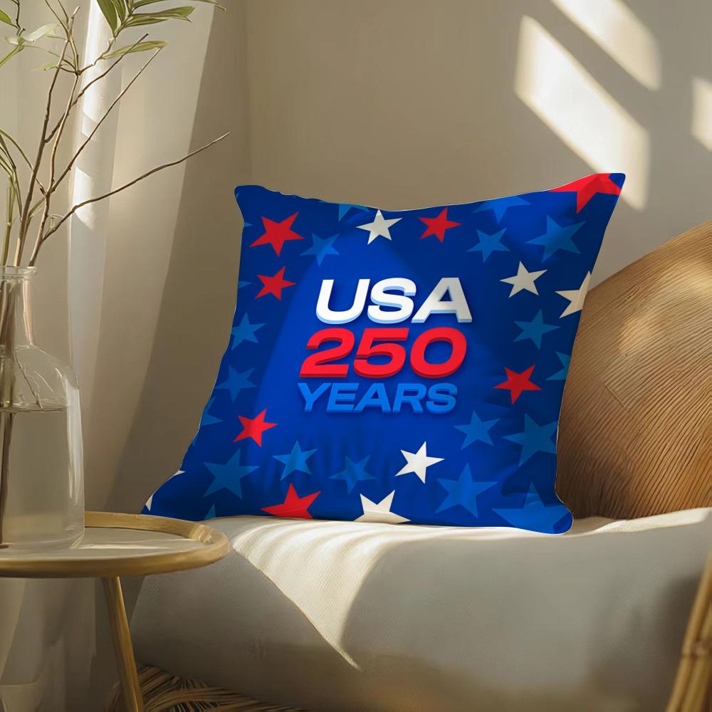 250Th Anniversary Of The Usa Cushion Cover Soft Short Plush Pillow Cover Smooth Cozy Texture Aesthetic Cushion Case Home Decor