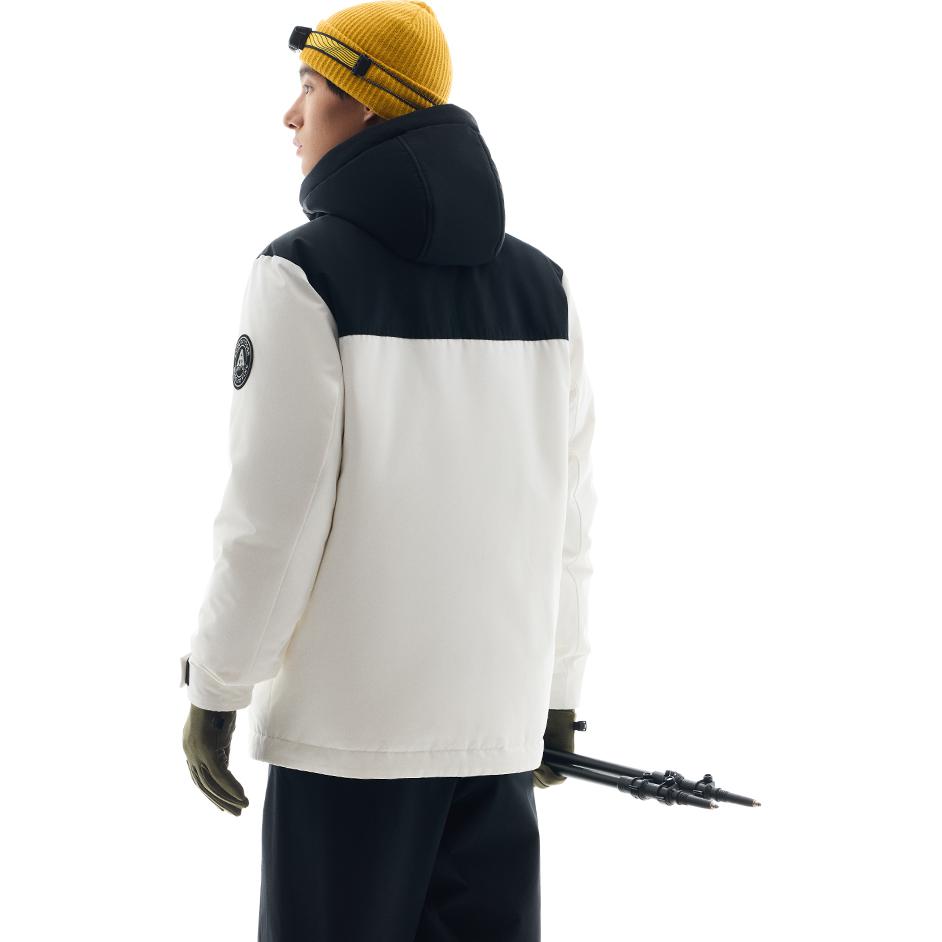 Anta Outdoor Series Windproof Warm Solid Color Down Jacket Men Outerwear Paper-White Basic-Black 952446903-6