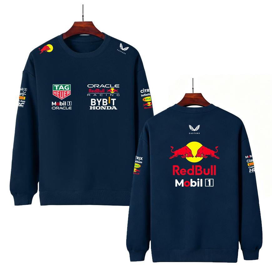 Men Women Thicken Autumn and Winter F1 Red Bull Racing Print Crewneck Sweatshirt Casual Loose Long Sleeve Pullover Sport Streetwear