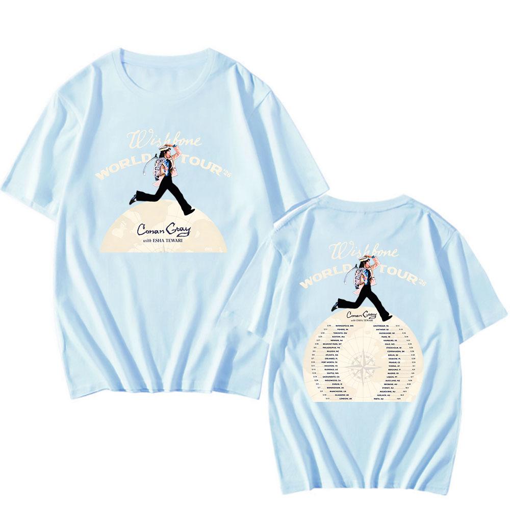 Wishbone World Tour 2026 Koszulki CONAN GRAY Modna Koszulka Krótki Rękaw Luźna Bawełniana Koszulka Streetwear Unisex Koszulki