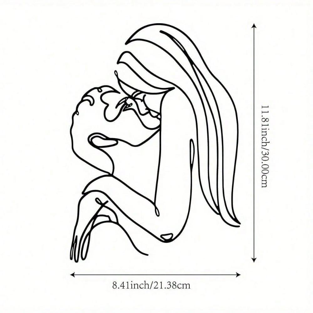 1 PC Couple Kissing LOVE Feeling Minimalisty Metal Wall Art - Modern Home Decor for Bedroom, Living Room, or Bathroom.