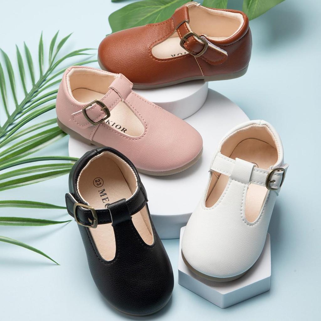 Girls' Comfortable Leather Princess School Shoes - Non-slip Sole