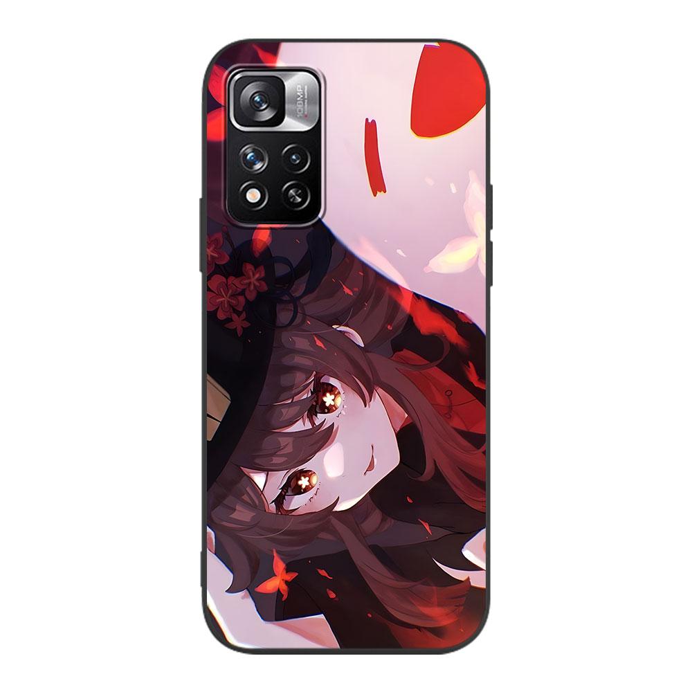 Genshin Impact Hu Tao Case for Xiaomi Redmi 10 10C 12C 9 Prime 9C 9A 12 10A 9T K40 Pro Black Soft TPU Mobile Phone Bag Cover