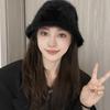 Women's Autumn and Winter Korean Version Fashionable and Versatile Basin Hat  Showing The Face  Rabbit Plush Bucket Fisherman's Hat