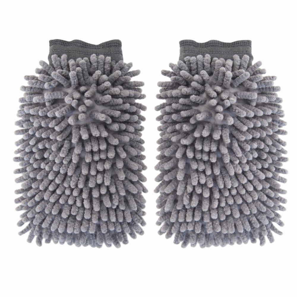 2 pieces Ultra Absorbent Cleaning Mitts Double-sided Coral Fleece Gloves  Interior Cleaning M серый