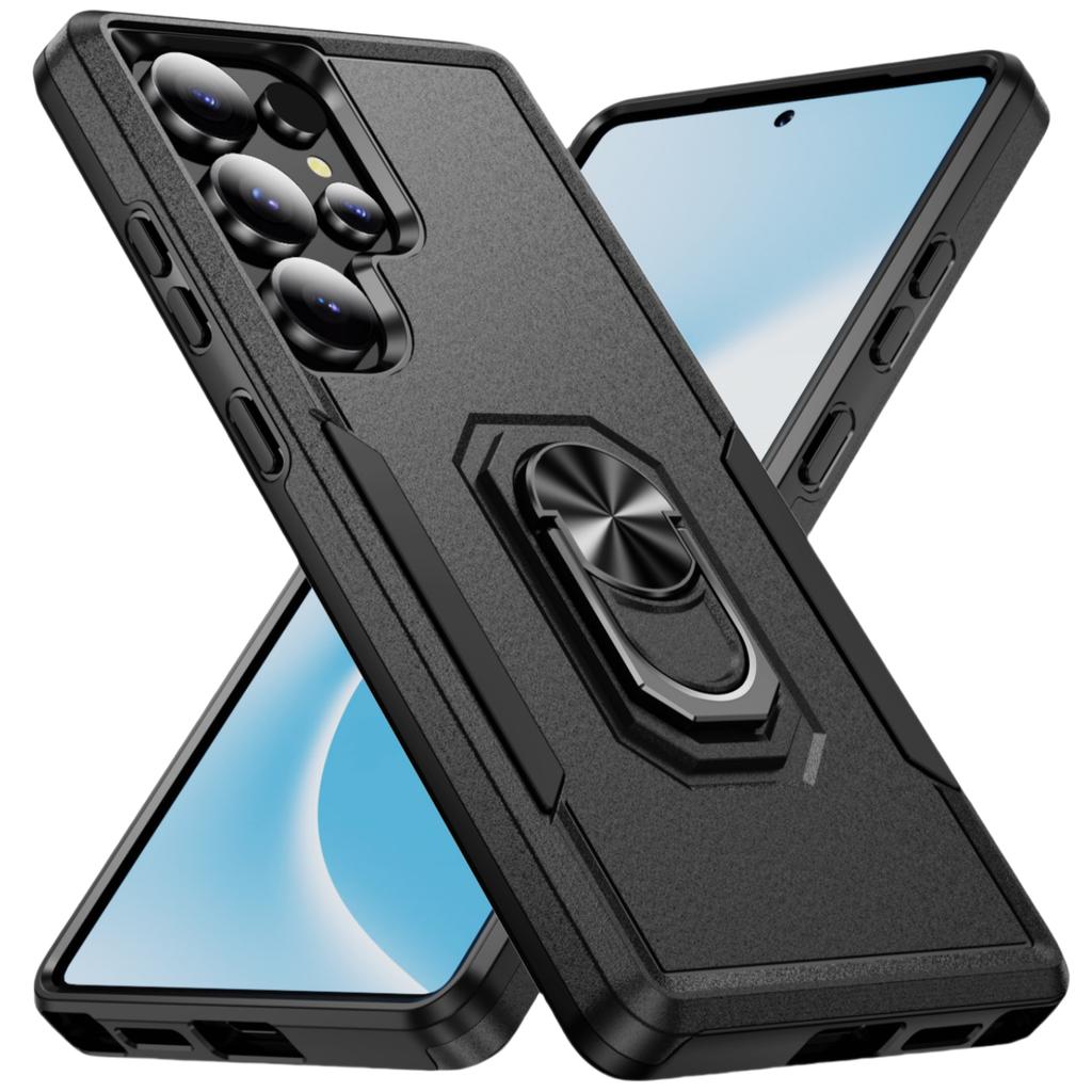 Best Protective Stand Ring Case for Samsung Galaxy S24 Ultra Plus FE 5G 2 IN 1 Armor Bag