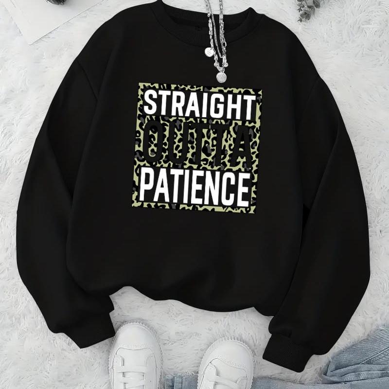 Stylish Printed Women s Crew Neck Hoodie, Loose Silhouette & Fleece Lined, Autumn Winter S