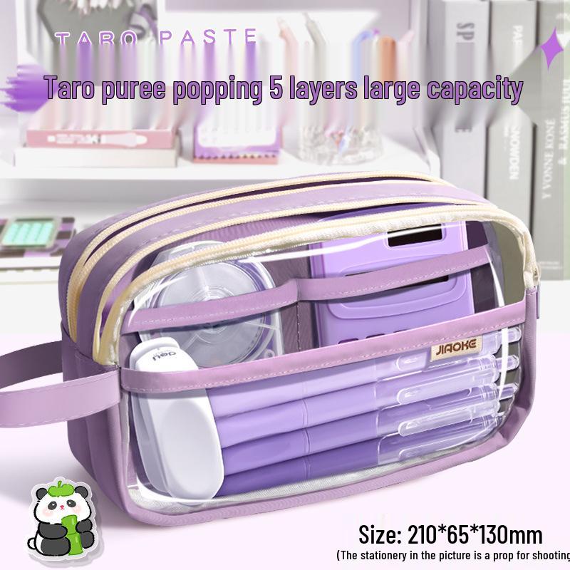 

Прозрачный многослойный пенал: Органайзер для канцелярских товаров большой вместимости для учеников средней школы