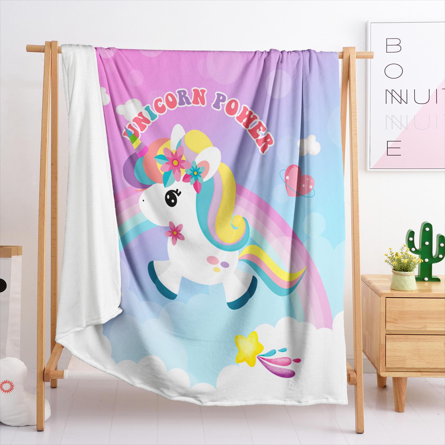 Blanket Flannel Blanket Color Gradual Change Unicorn 3D Digital Printing Blanket Blanket 120X90cm