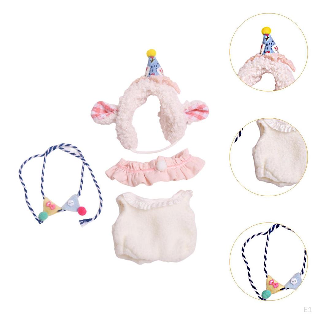 Plush Doll Outfit Set with Party Hat for Kids' Birthday Celebration