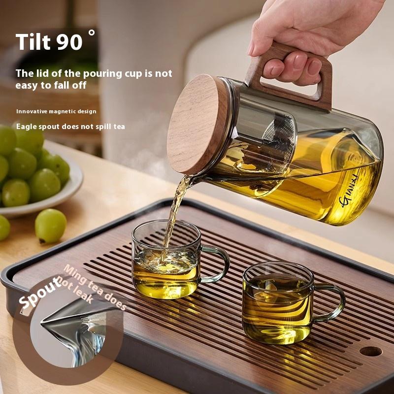 GIANXI 500ML Lid Magnetic Suction Teapot High Temperature Resistant Glass Kettle One Touch Tea Pot Tea Brewing Kettle Tea Set