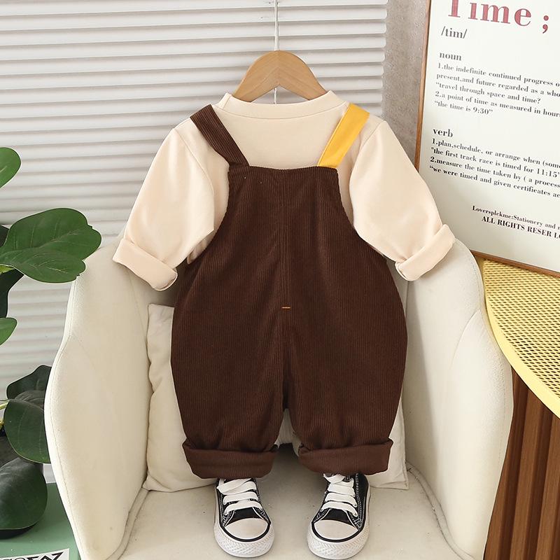 Entzückendes Baby-Latzhosen-Strampler-Set für Jungen & Mädchen - Stilvoller zweiteiliger Krabbelanzug für Frühling & Herbst