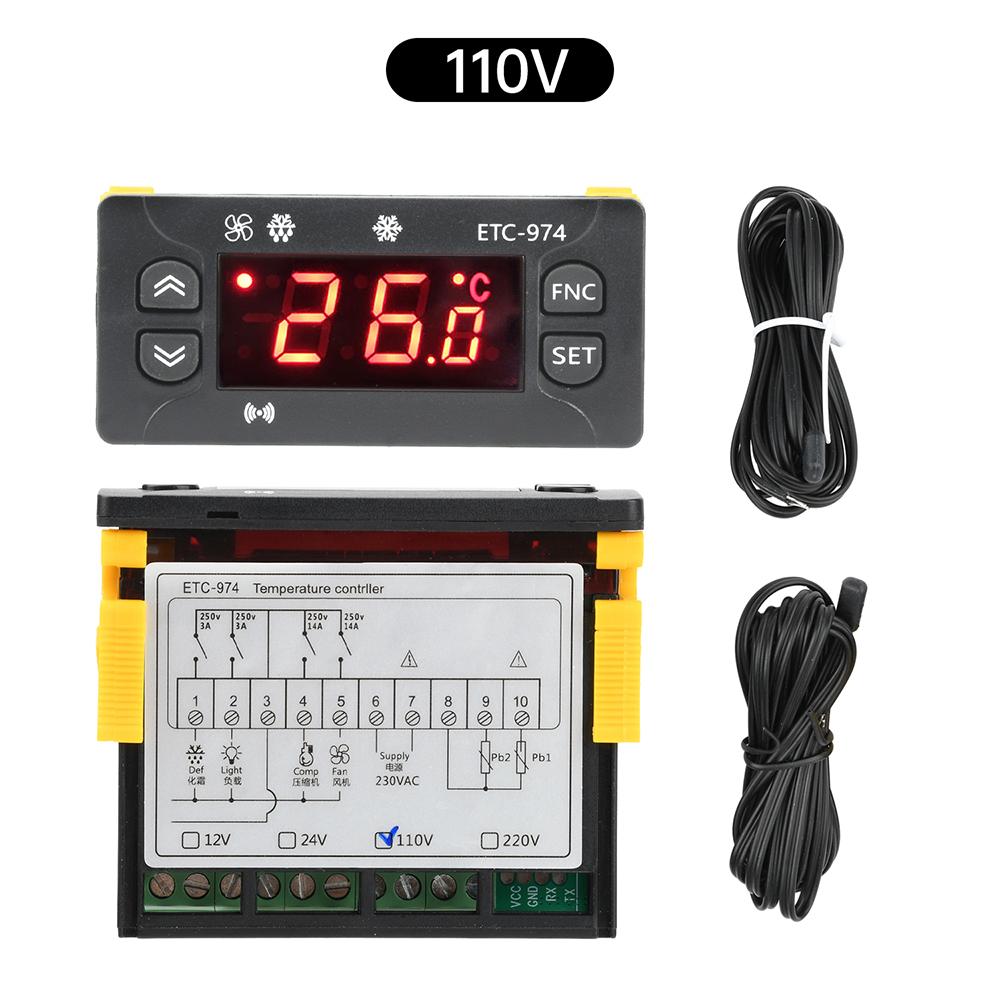 ETC-974 Digital Temperature Controller Microcomputer Thermostat Refrigeration Alarm 12V 24V 110V  220V NTC Sensor