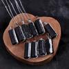 Natural Black Tourmaline Crystal Carved Engraved Love Healing Irregular Energy Stone Pendant Necklace for Fashion Jewelry